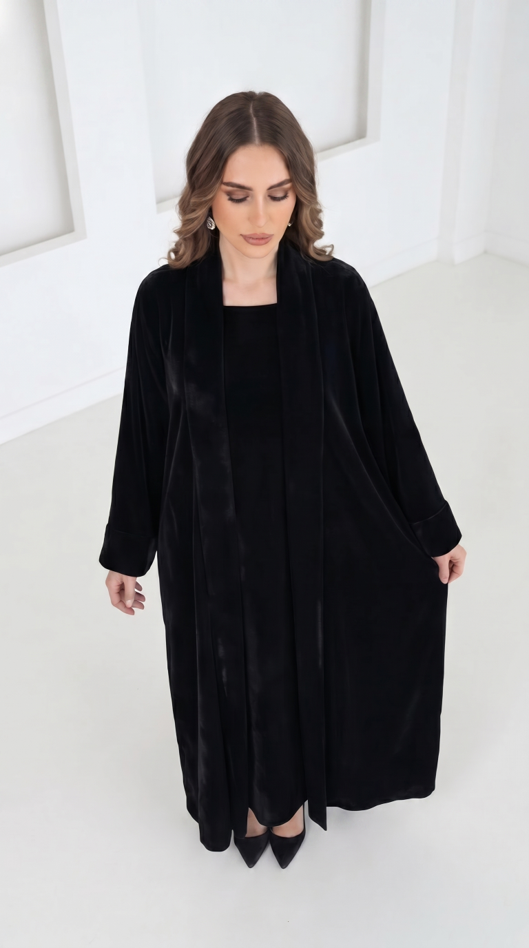 Black Velvet Set Abaya