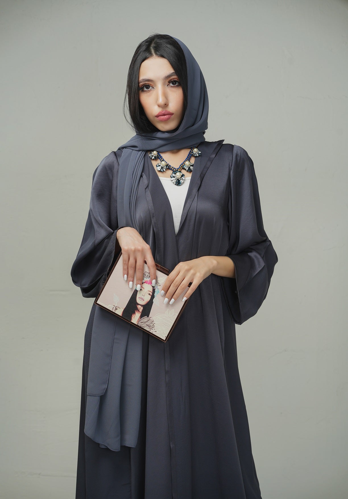 Straight Cut Dark Grey Abaya