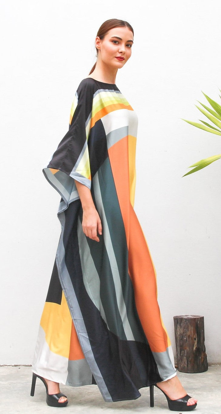 Yellow White Black Kaftan