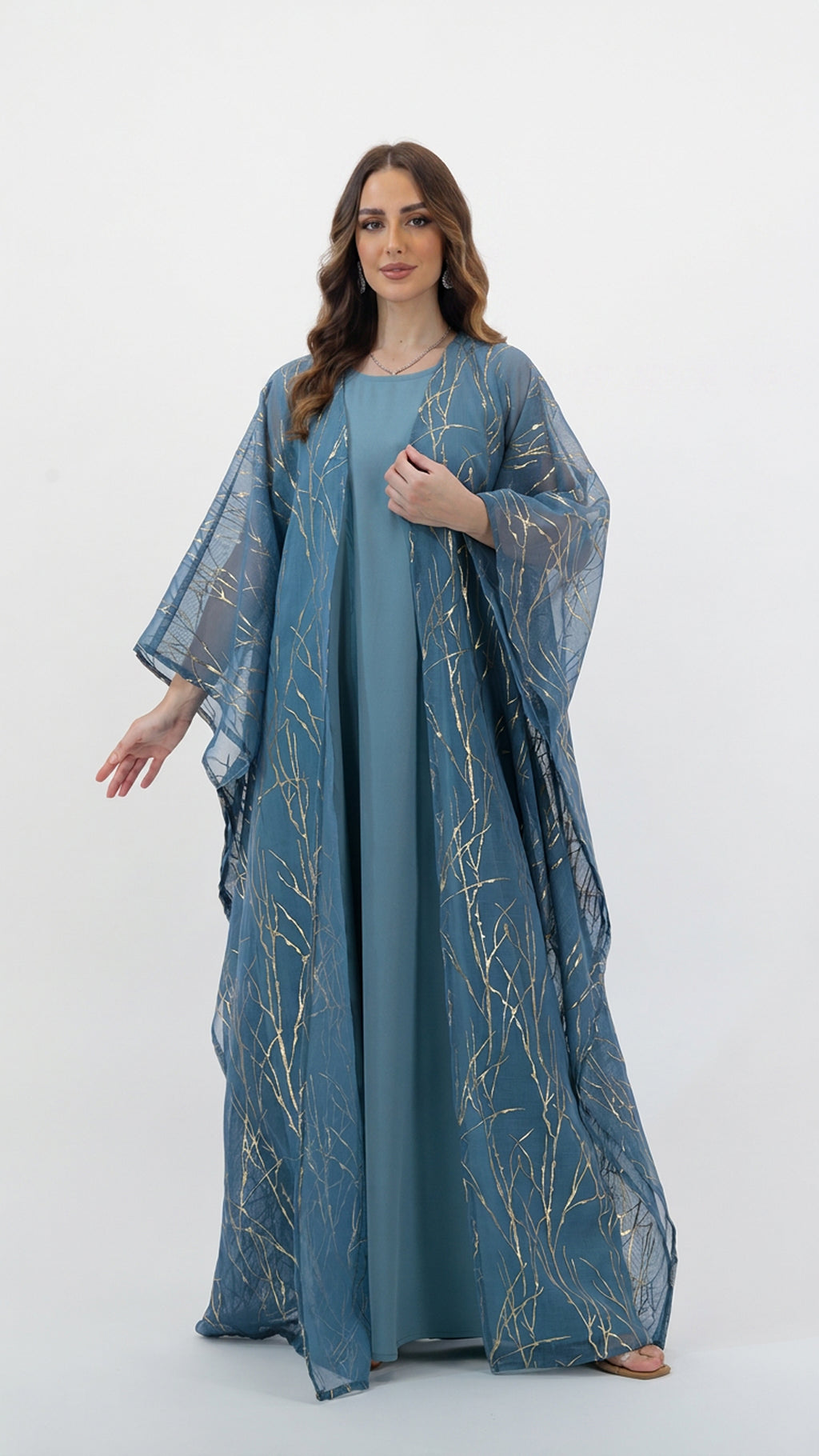 Blue Gold Streaks Kaftan