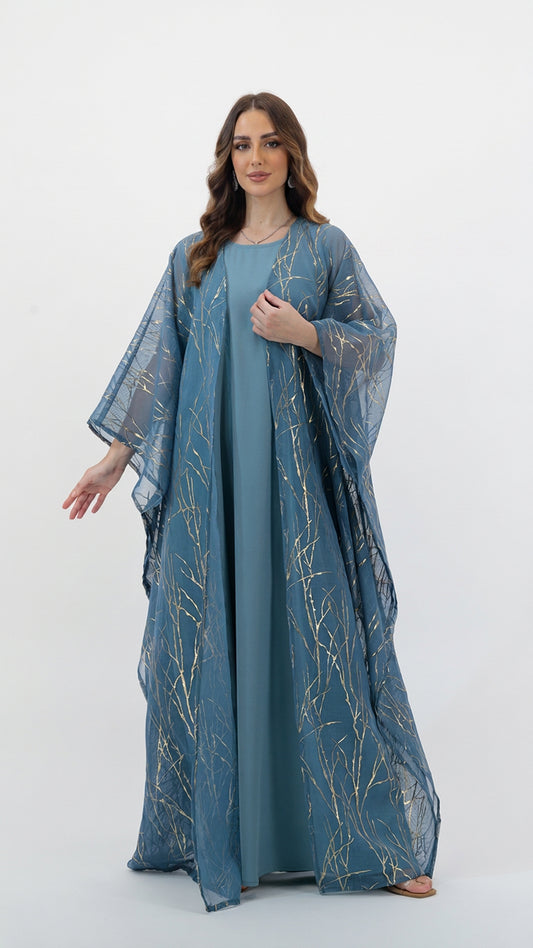 Blue Gold Streaks Kaftan