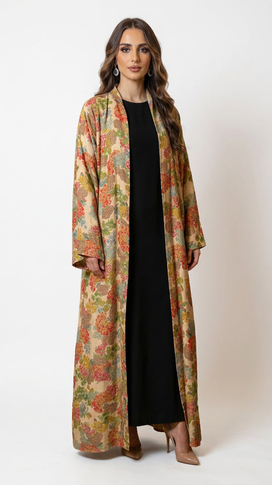 Flowery Straight Cut Abaya