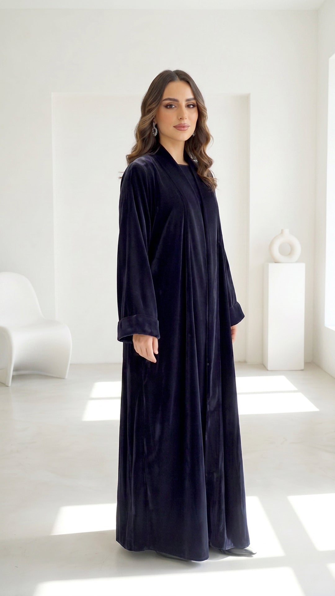 Navy Blue Velvet Set Abaya