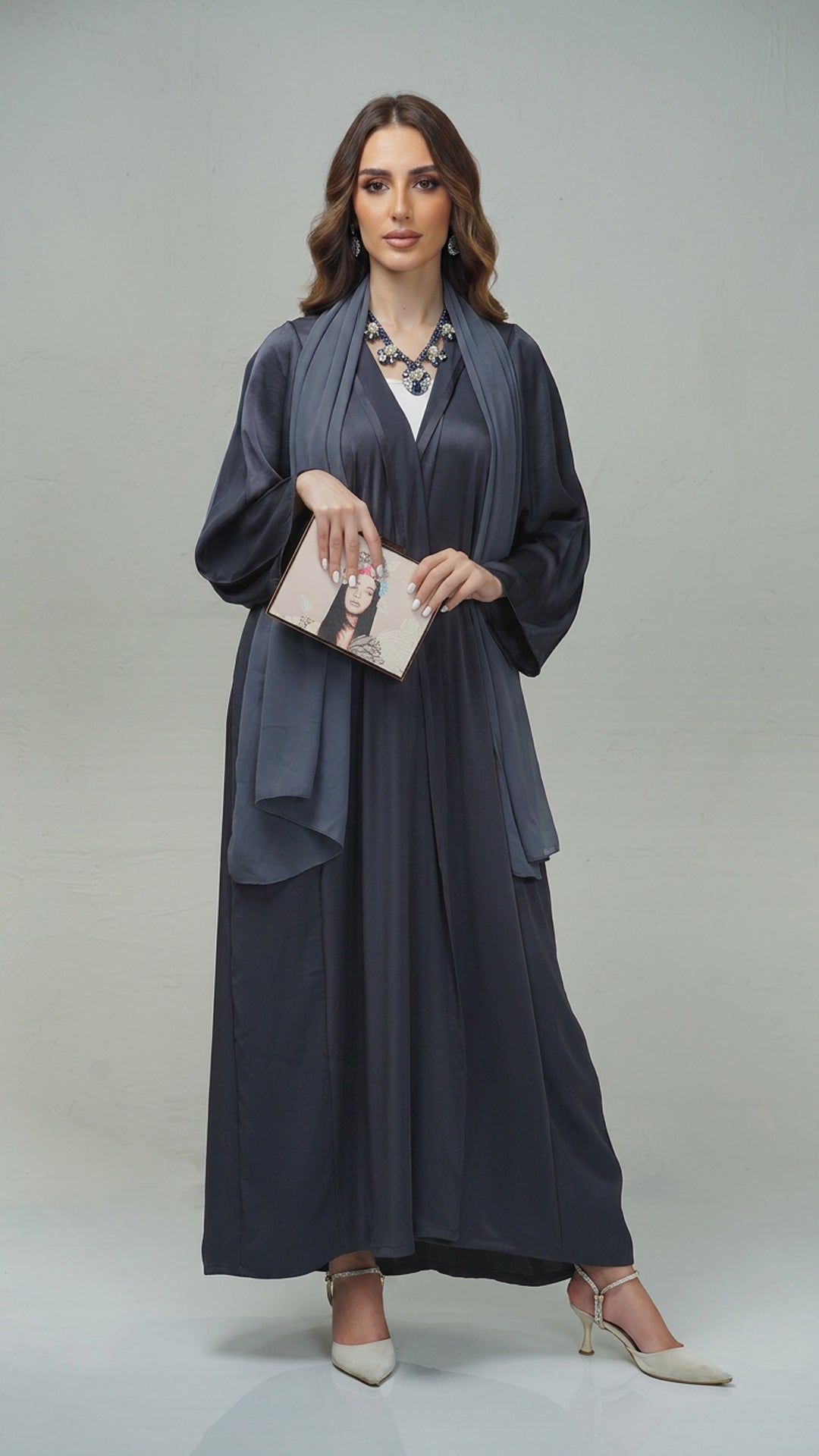 Straight Cut Dark Grey Abaya