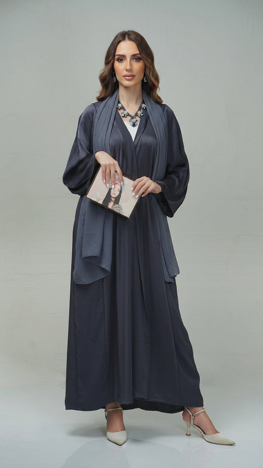 Straight Cut Dark Grey Abaya