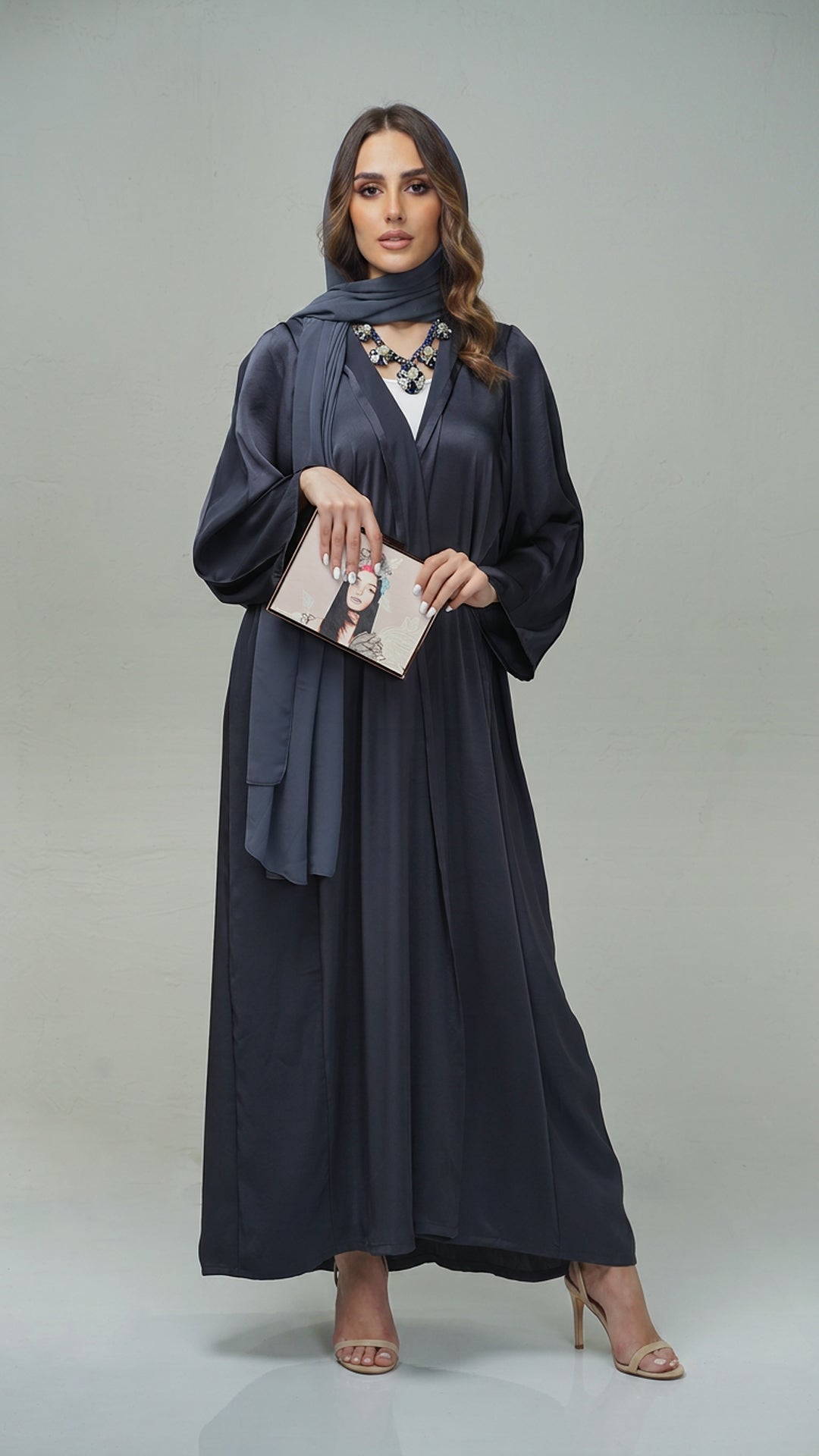 Straight Cut Dark Grey Abaya