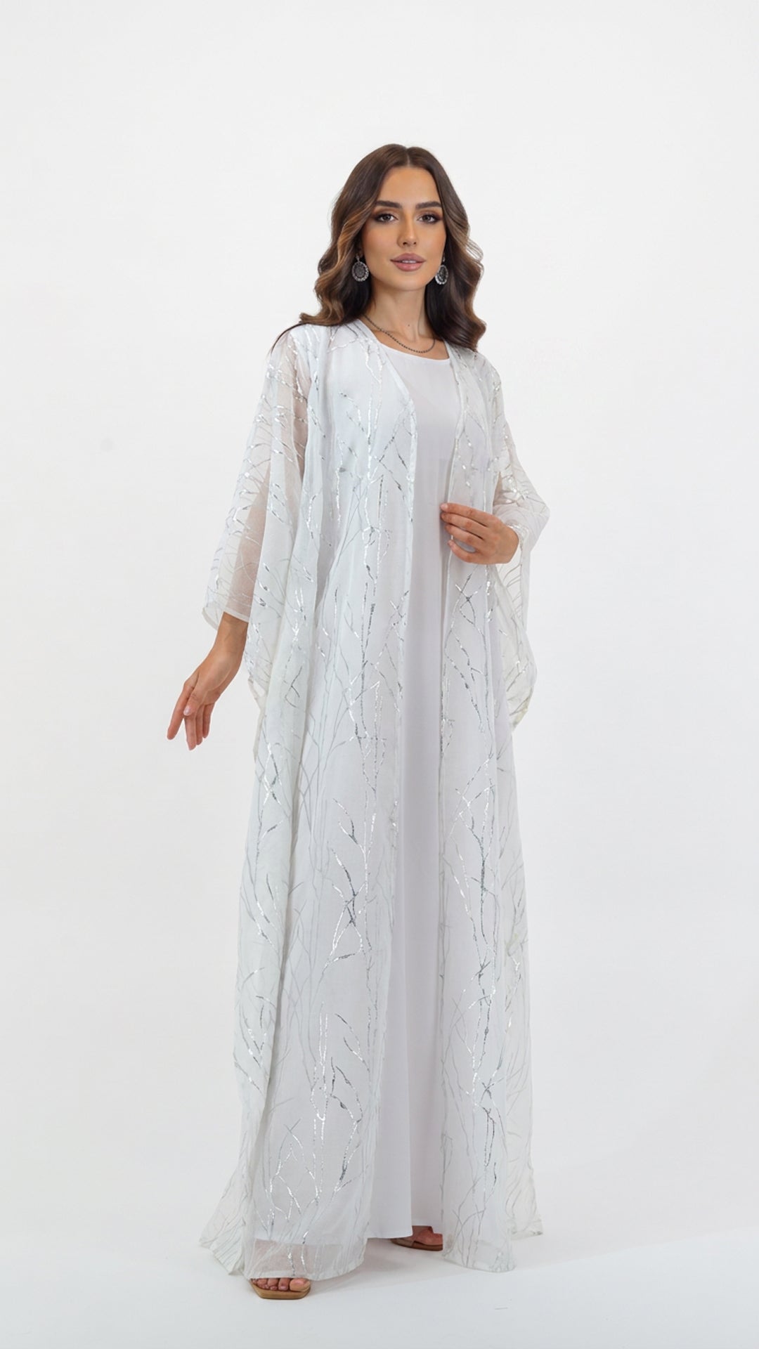 White Silver Streaks Kaftan