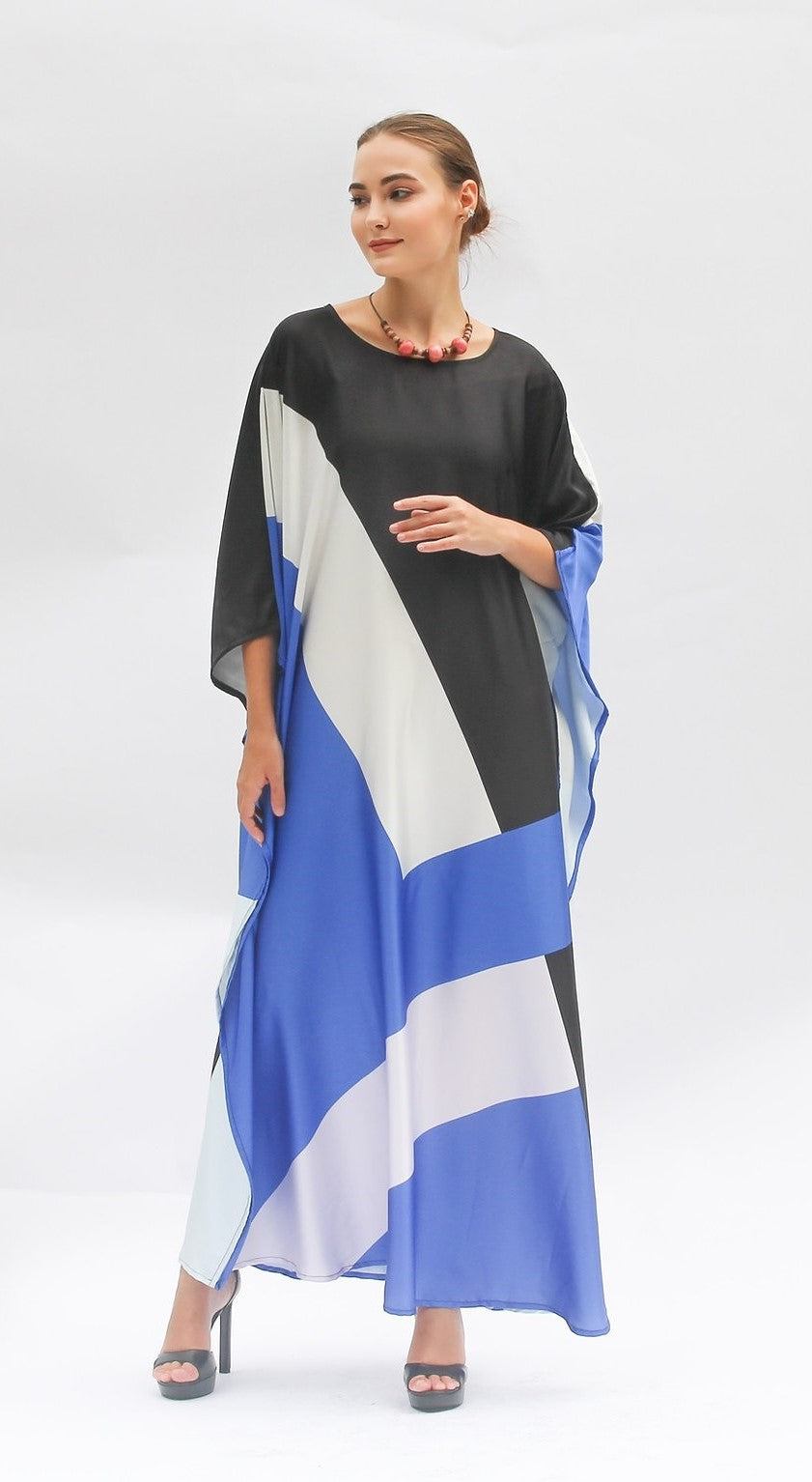Black Blue White Kaftan