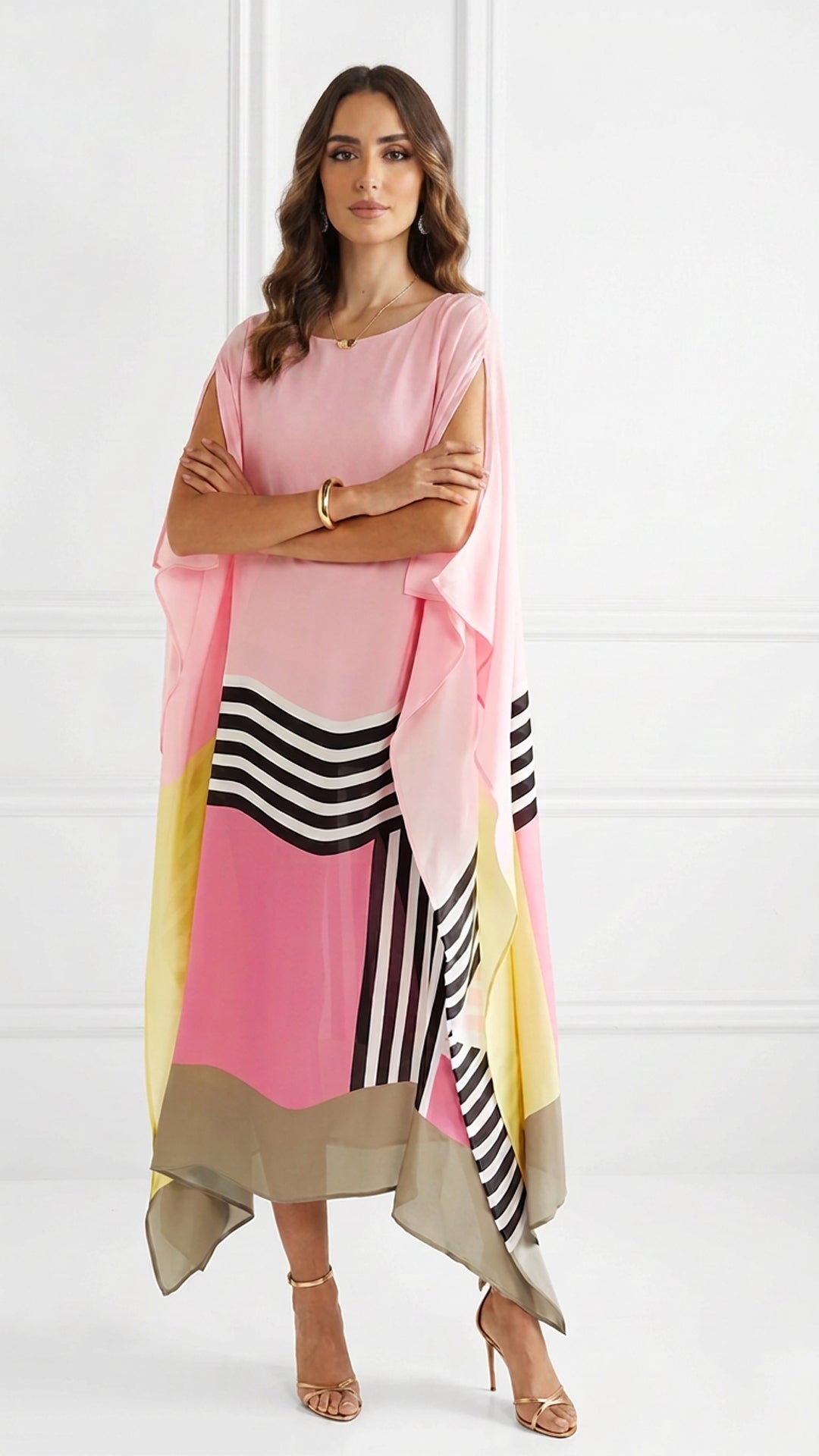 Pnk & Black Stripes Kaftan
