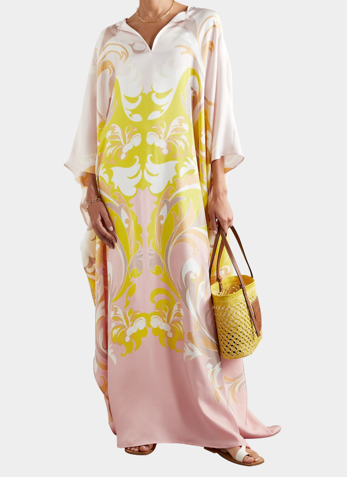 White Yellow Pink Kaftan