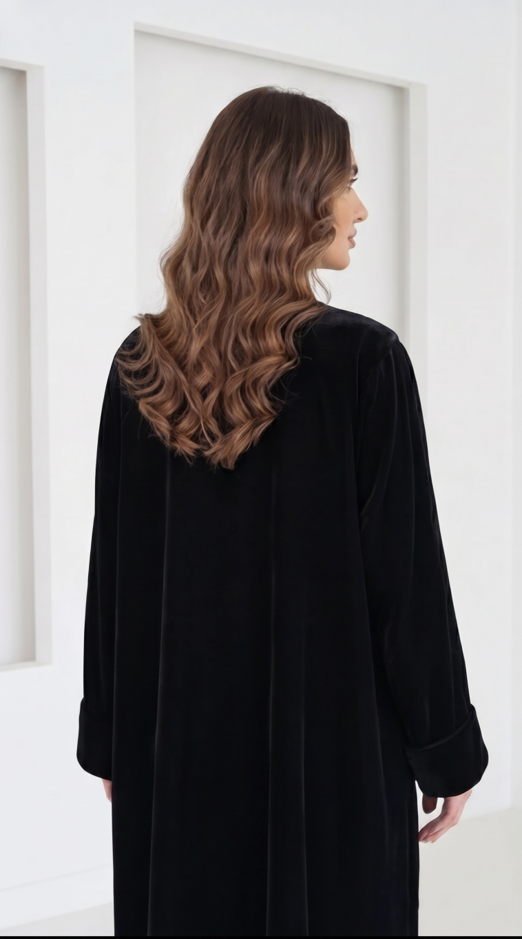Black Velvet Set Abaya