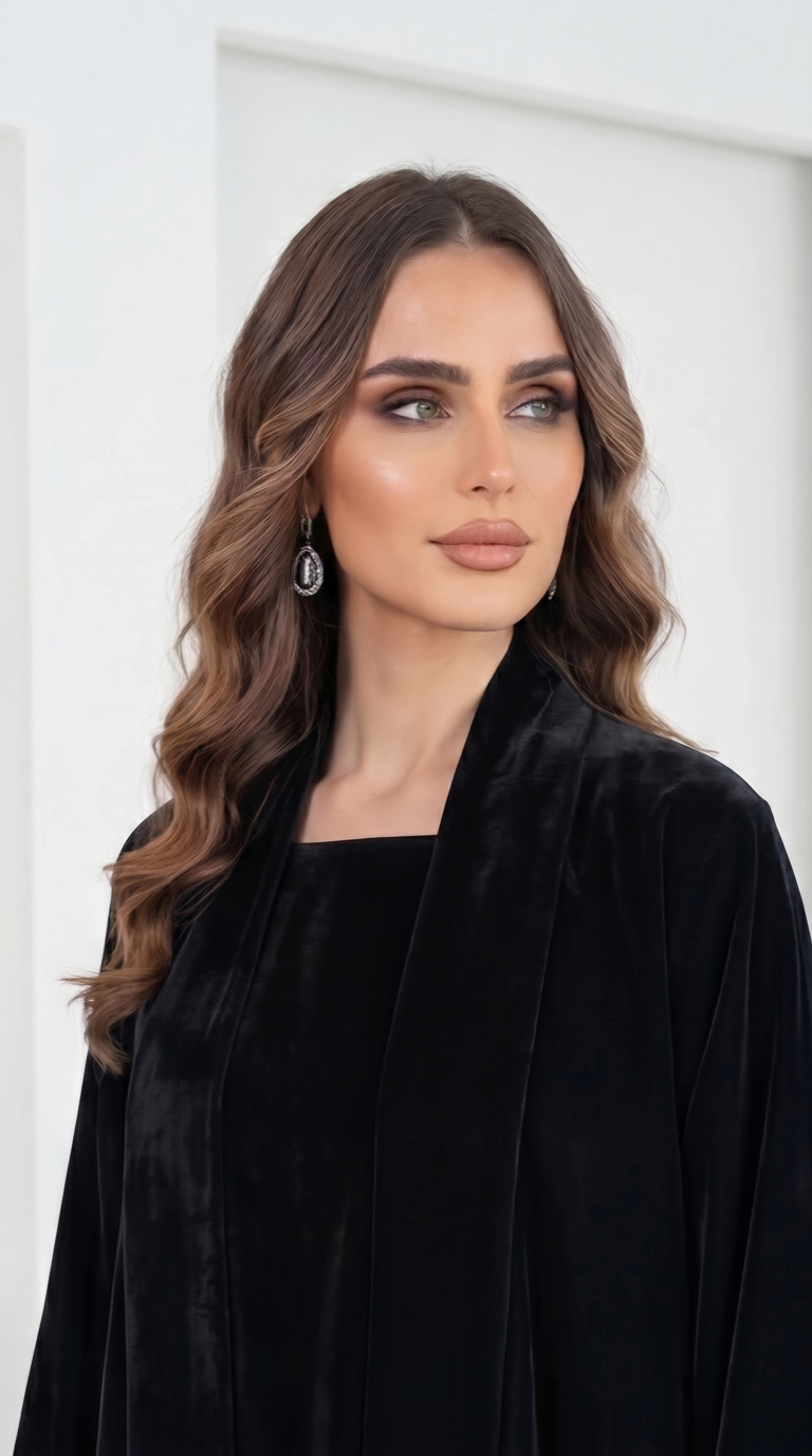 Black Velvet Set Abaya
