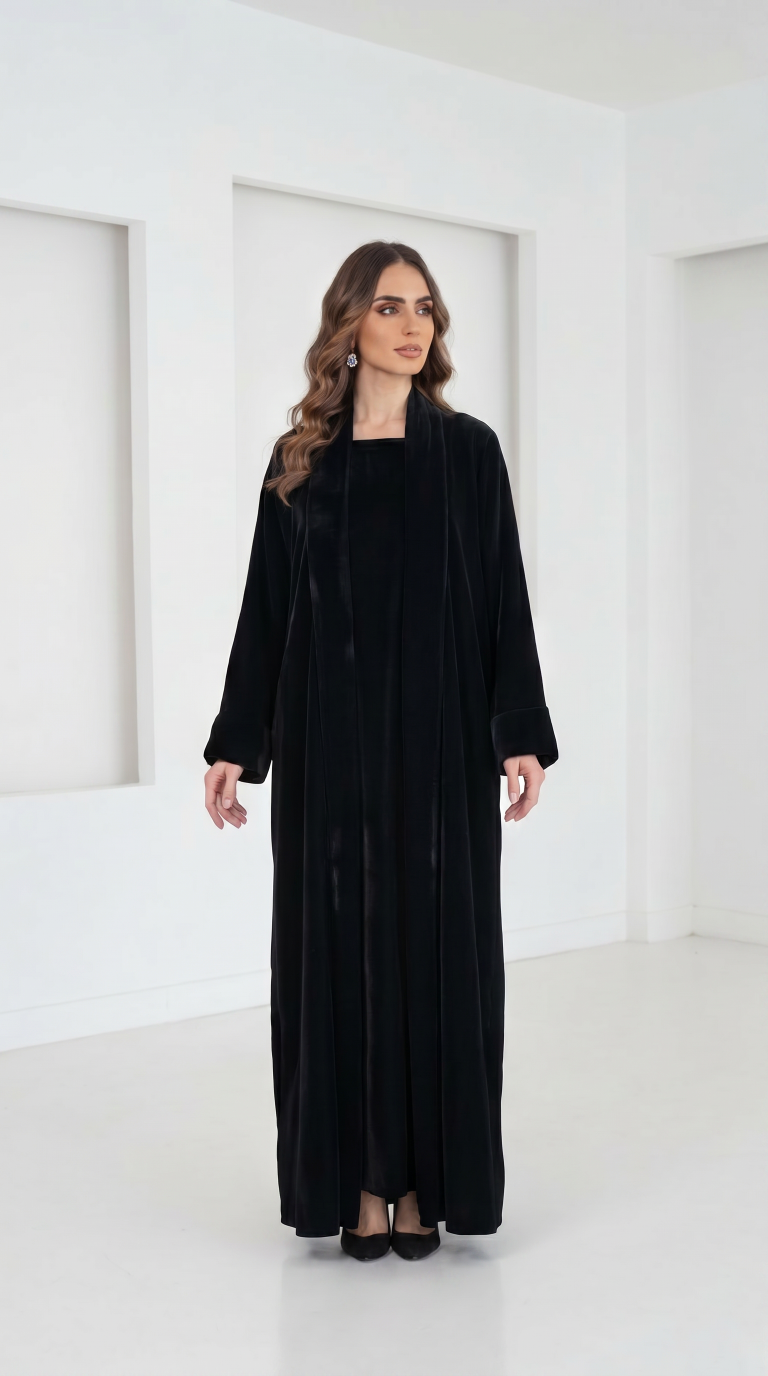 Black Velvet Set Abaya