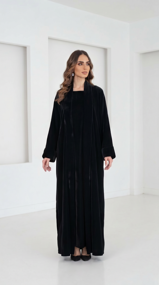 Black Velvet Set Abaya
