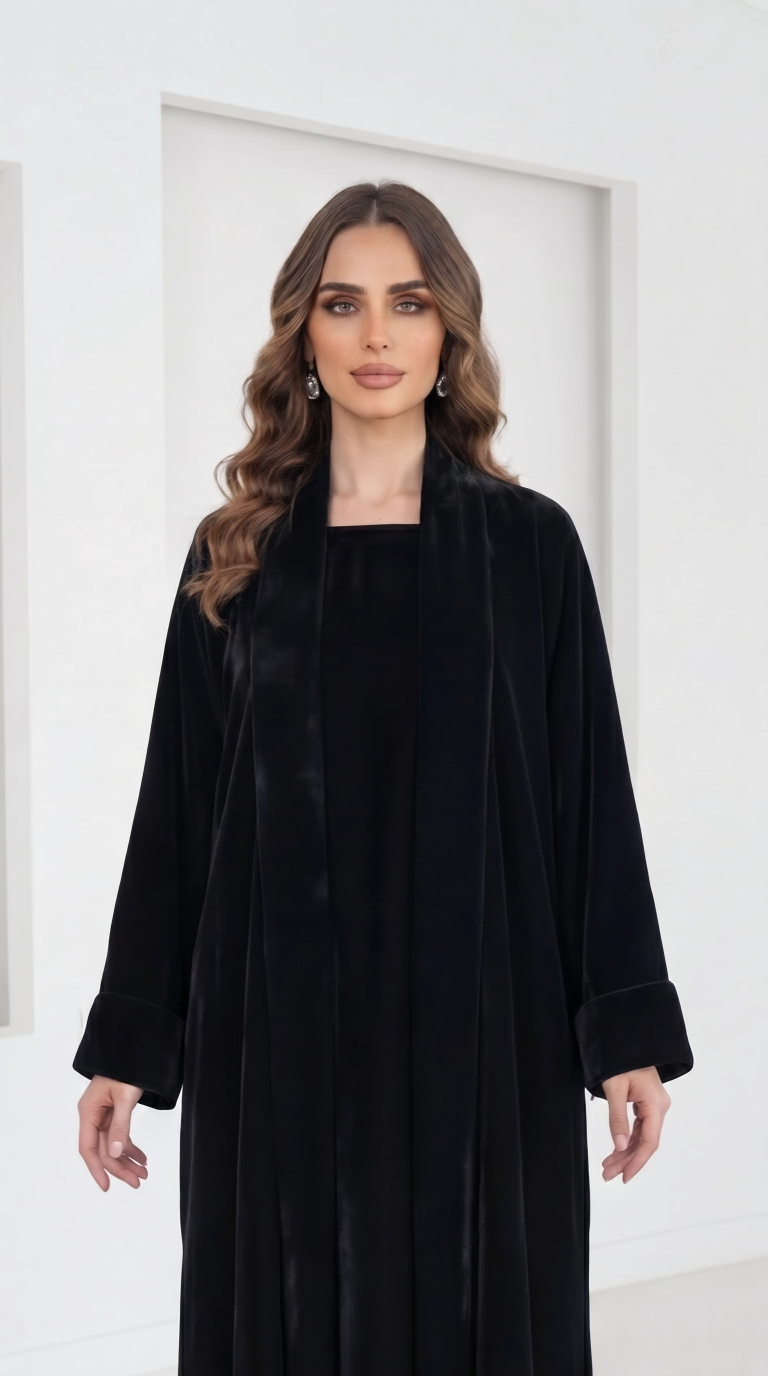 Black Velvet Set Abaya