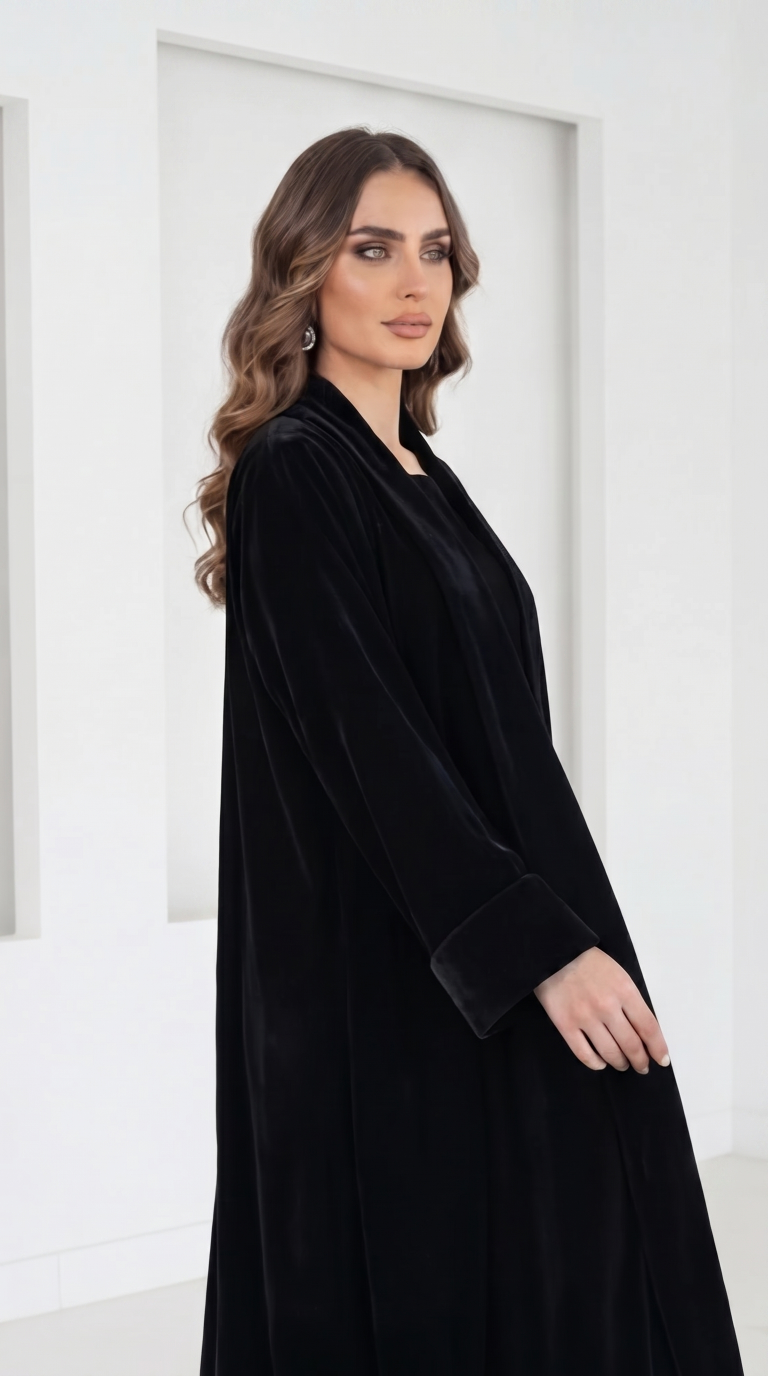 Black Velvet Set Abaya