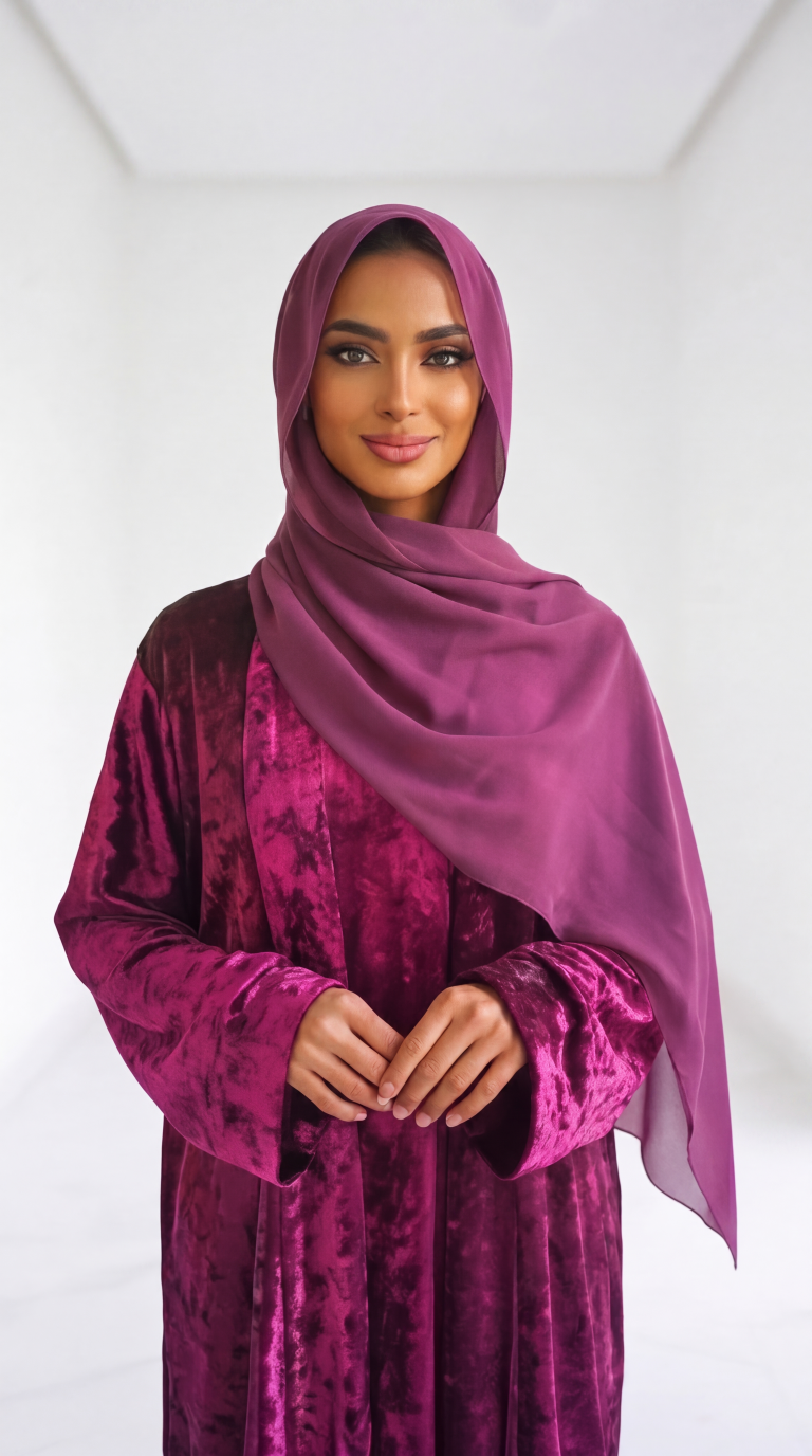 Fuchsia Velvet Set Abaya