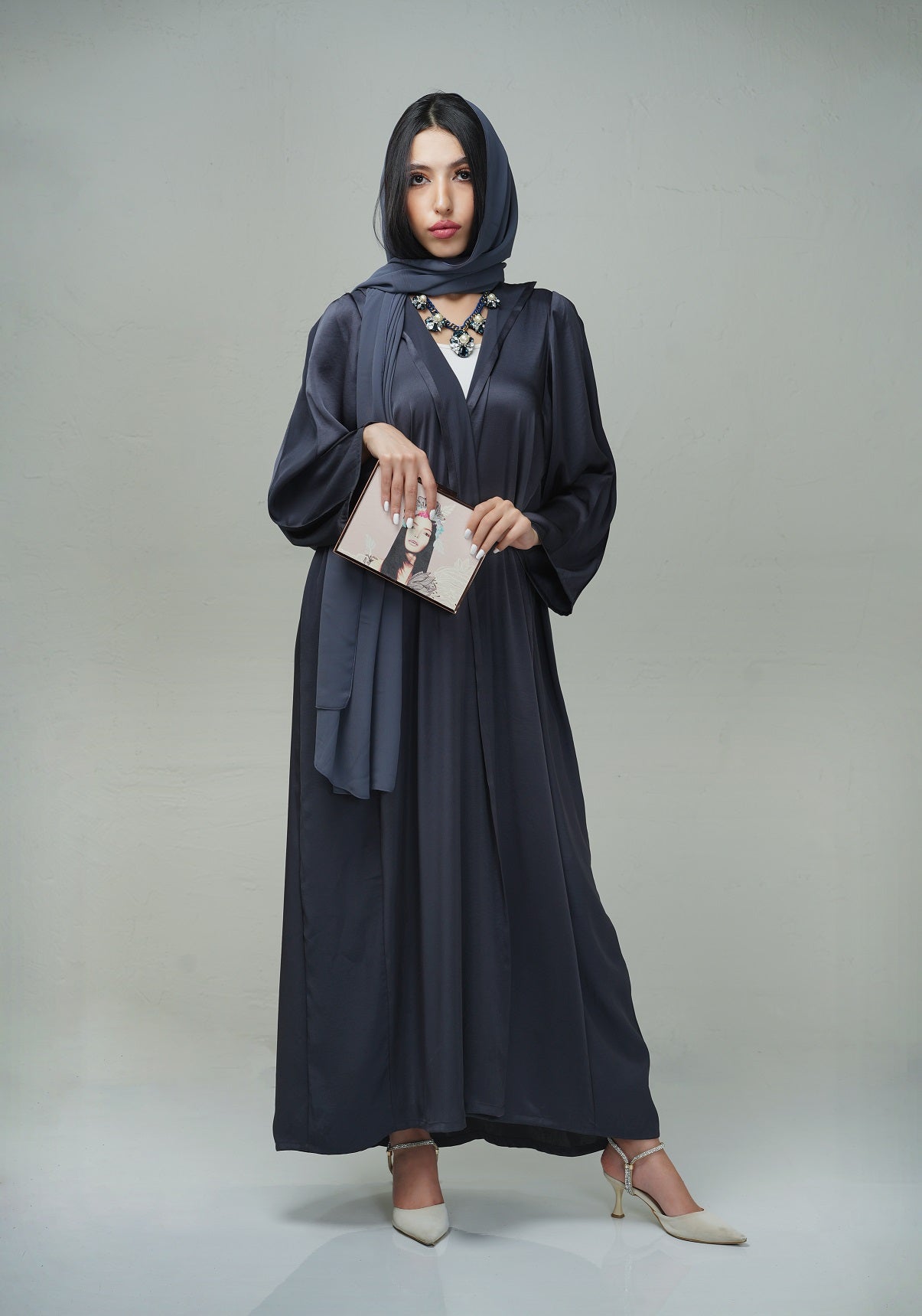 Straight Cut Dark Grey Abaya
