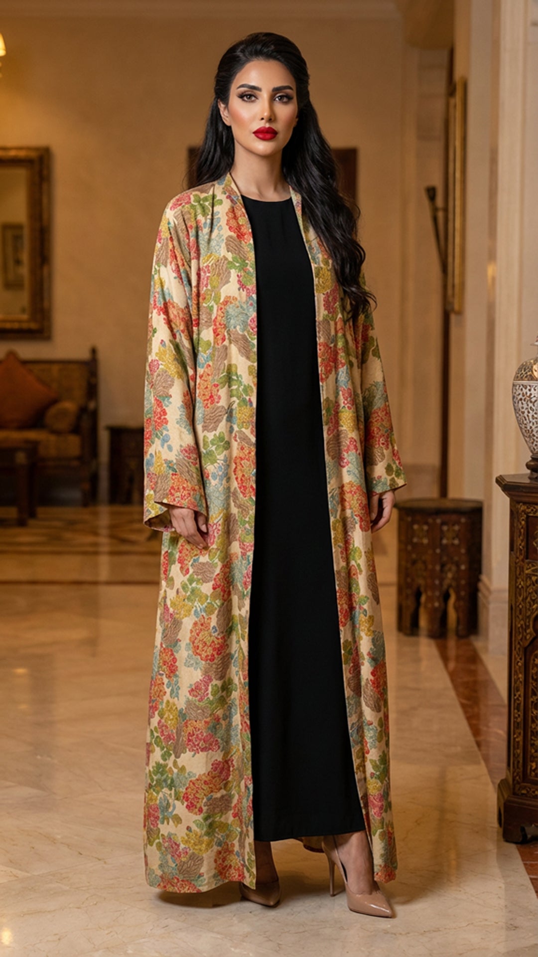 Flowery Straight Cut Abaya