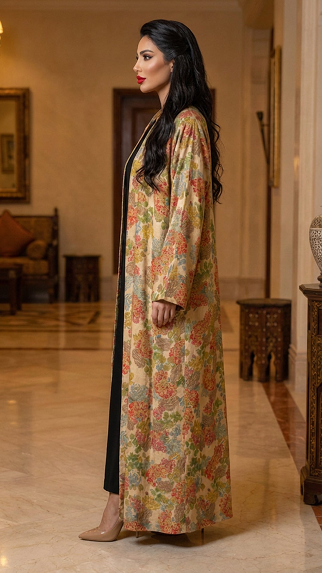Flowery Straight Cut Abaya