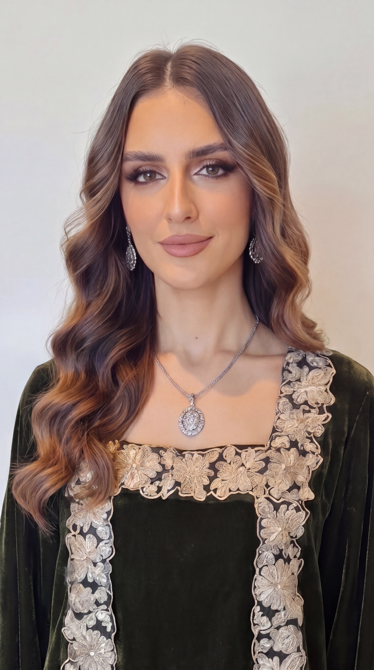 Green Embellished Velvet Kaftan