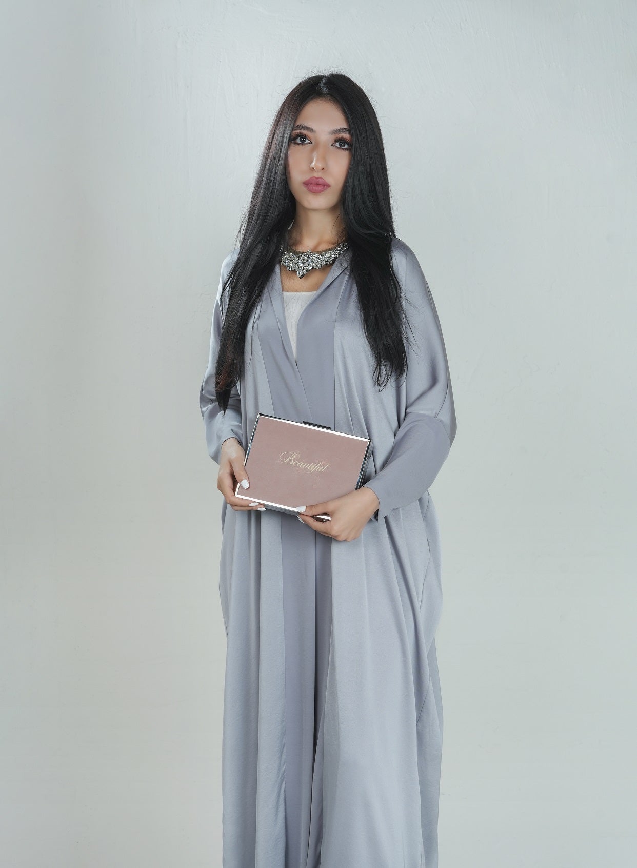 Slim Sleeves Grey Abaya
