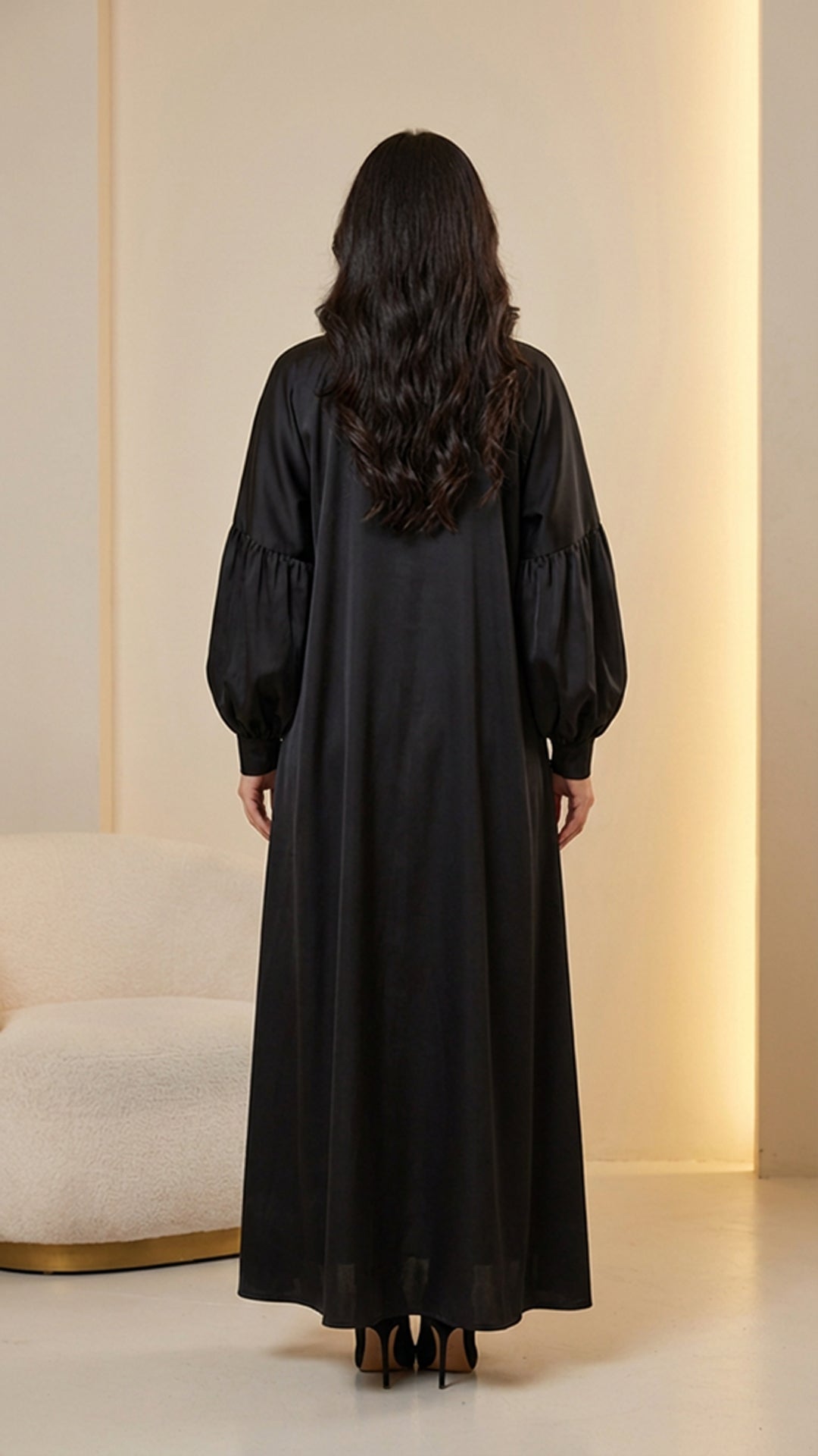 Puff Sleeves Black Abaya