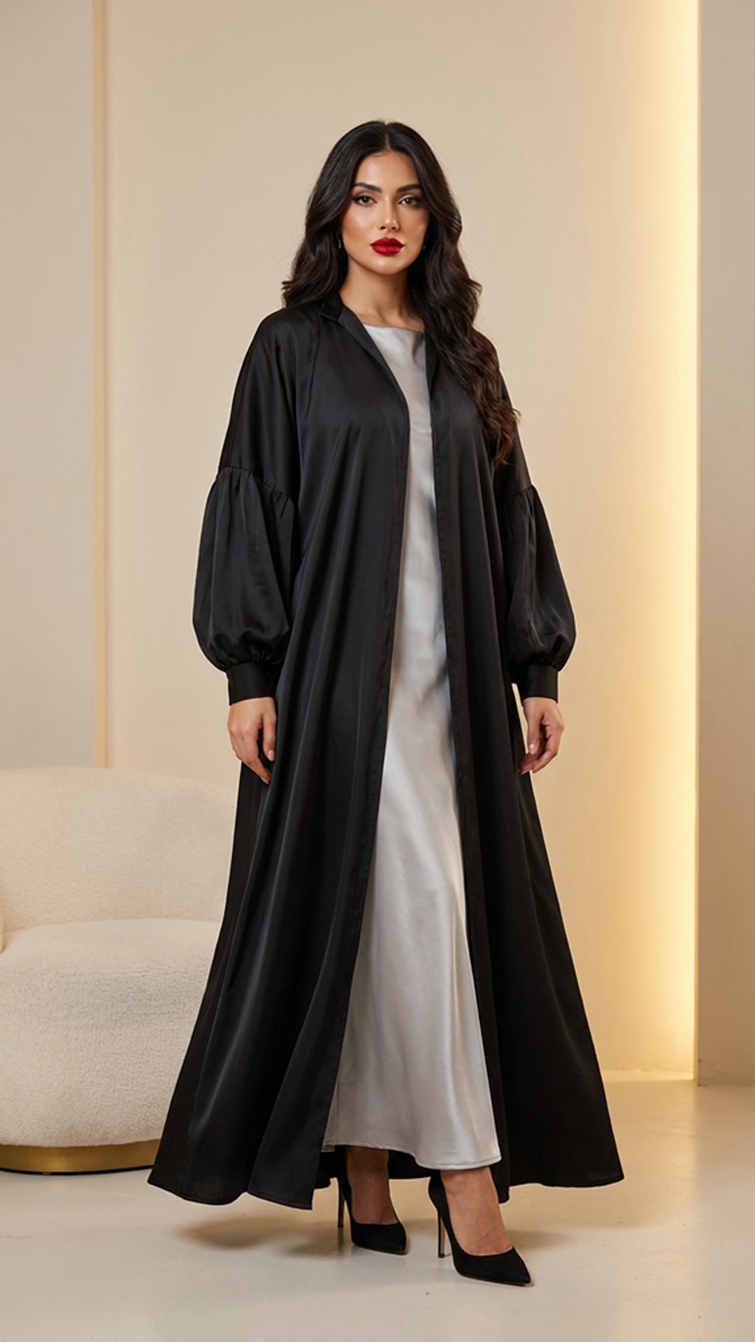 Puff Sleeves Black Abaya