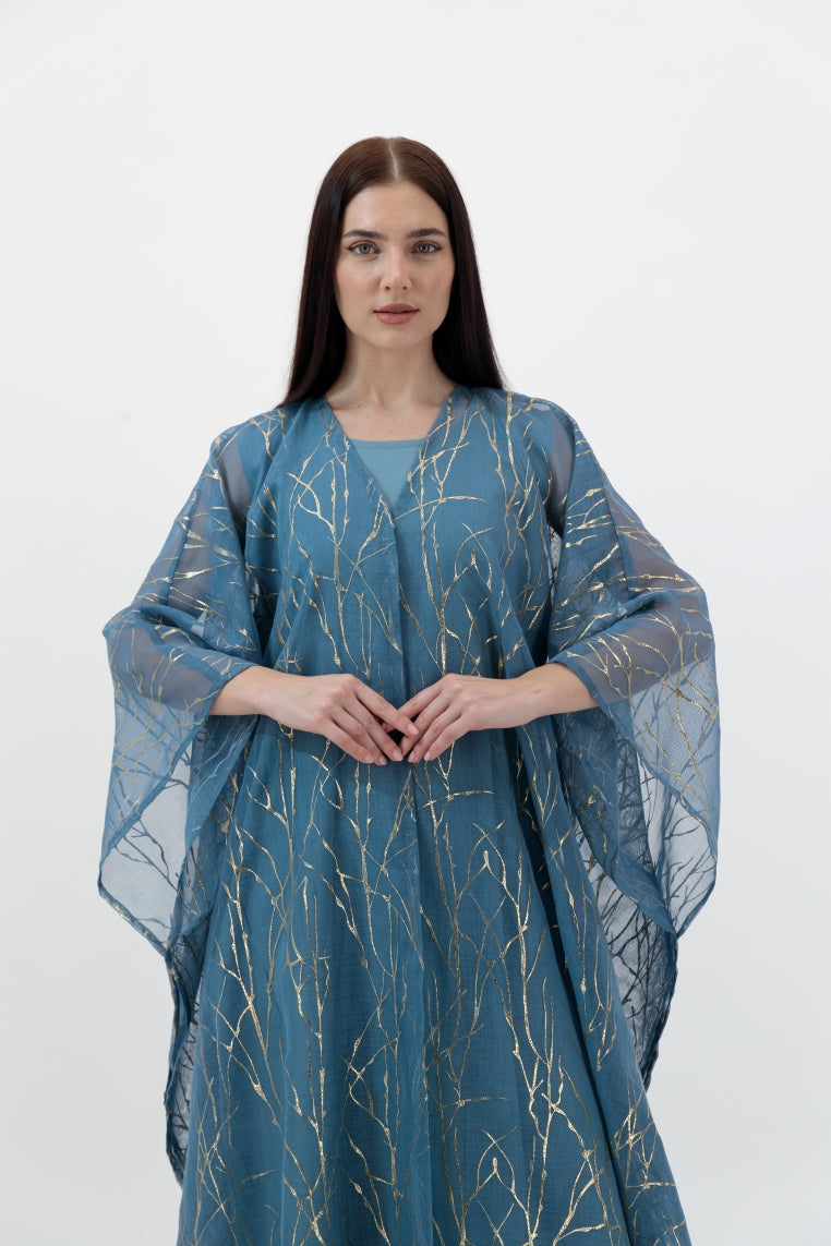 Blue Gold Streaks Kaftan