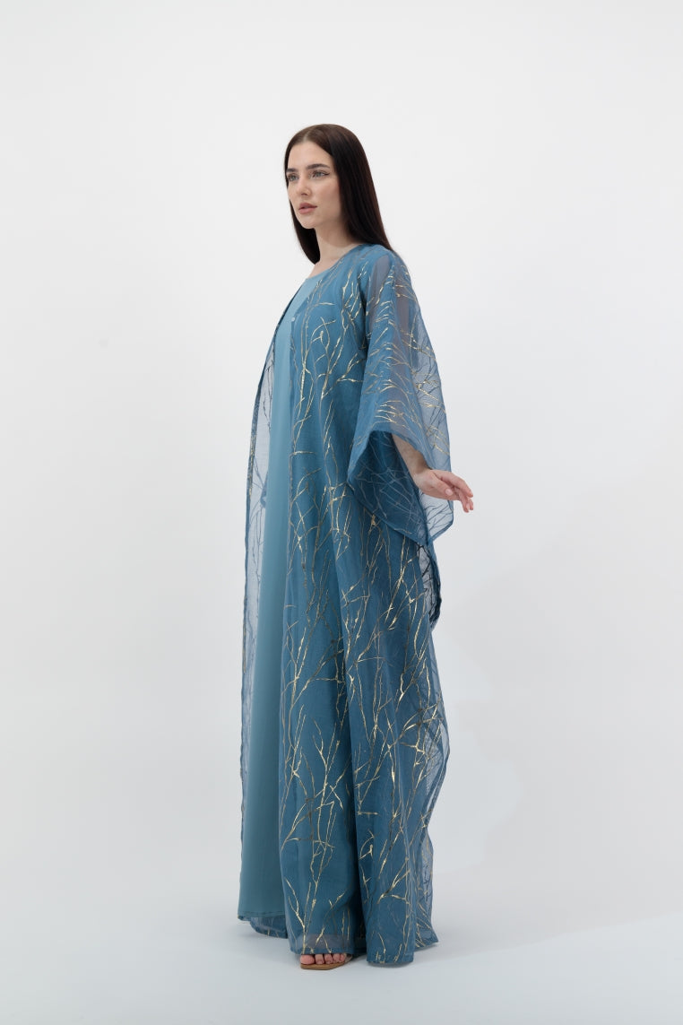 Blue Gold Streaks Kaftan