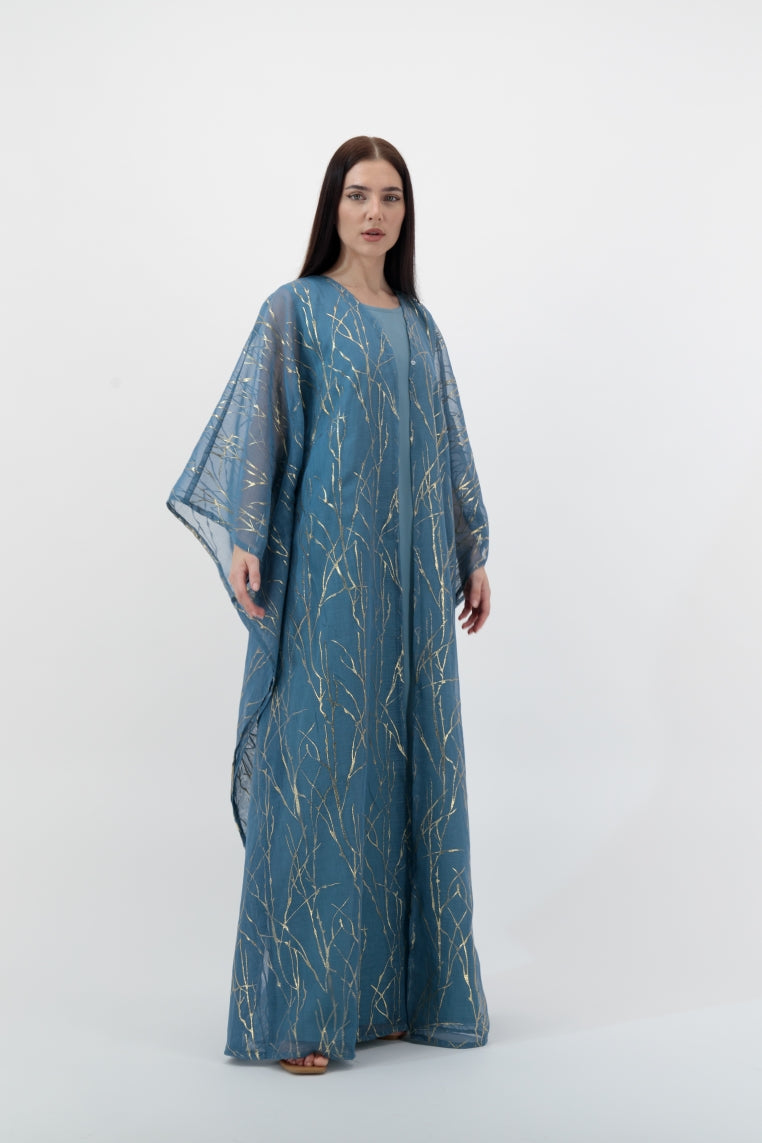 Blue Gold Streaks Kaftan