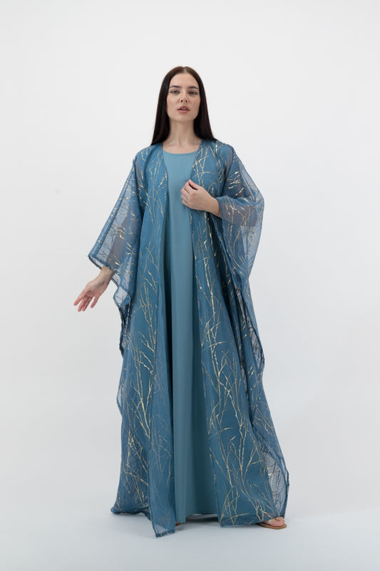 Blue Gold Streaks Kaftan