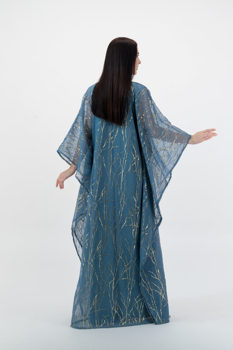 Blue Gold Streaks Kaftan