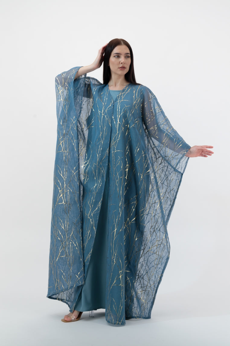 Blue Gold Streaks Kaftan