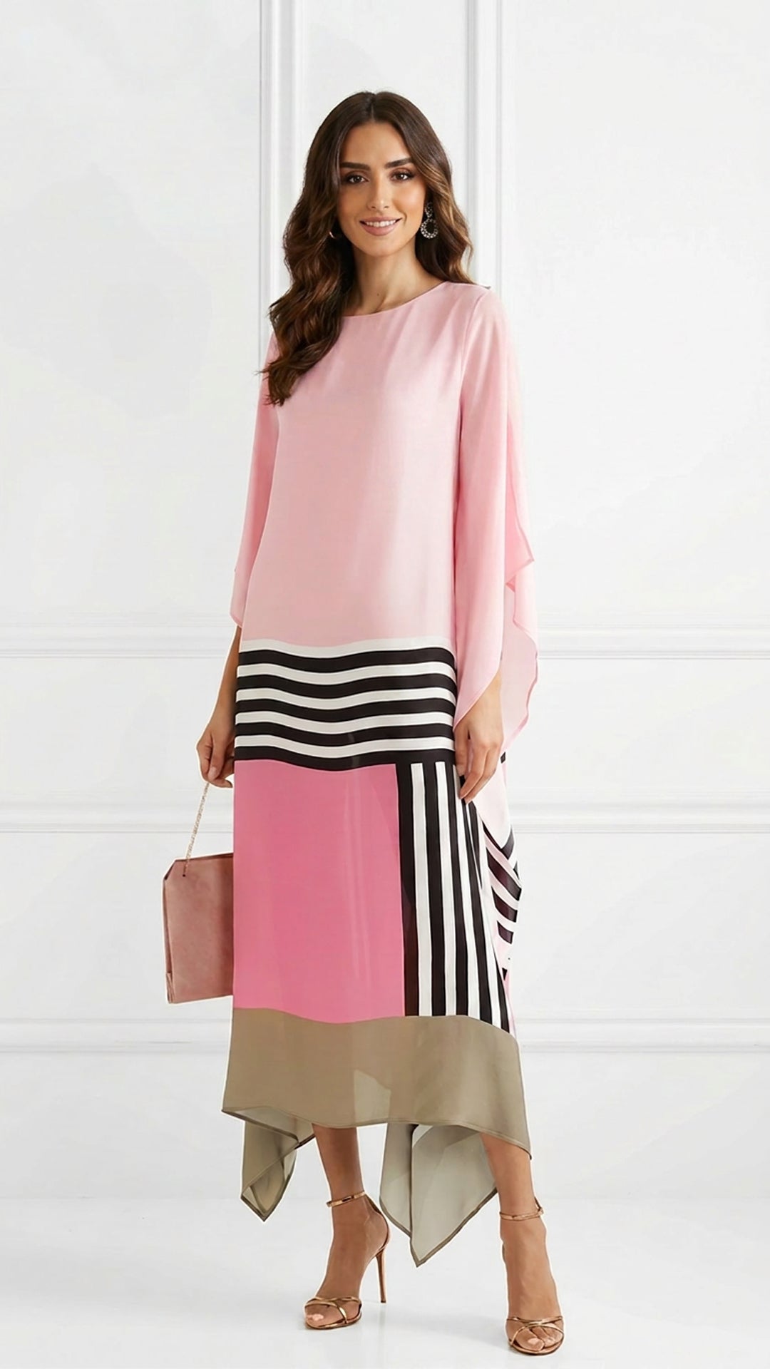 Pnk & Black Stripes Kaftan