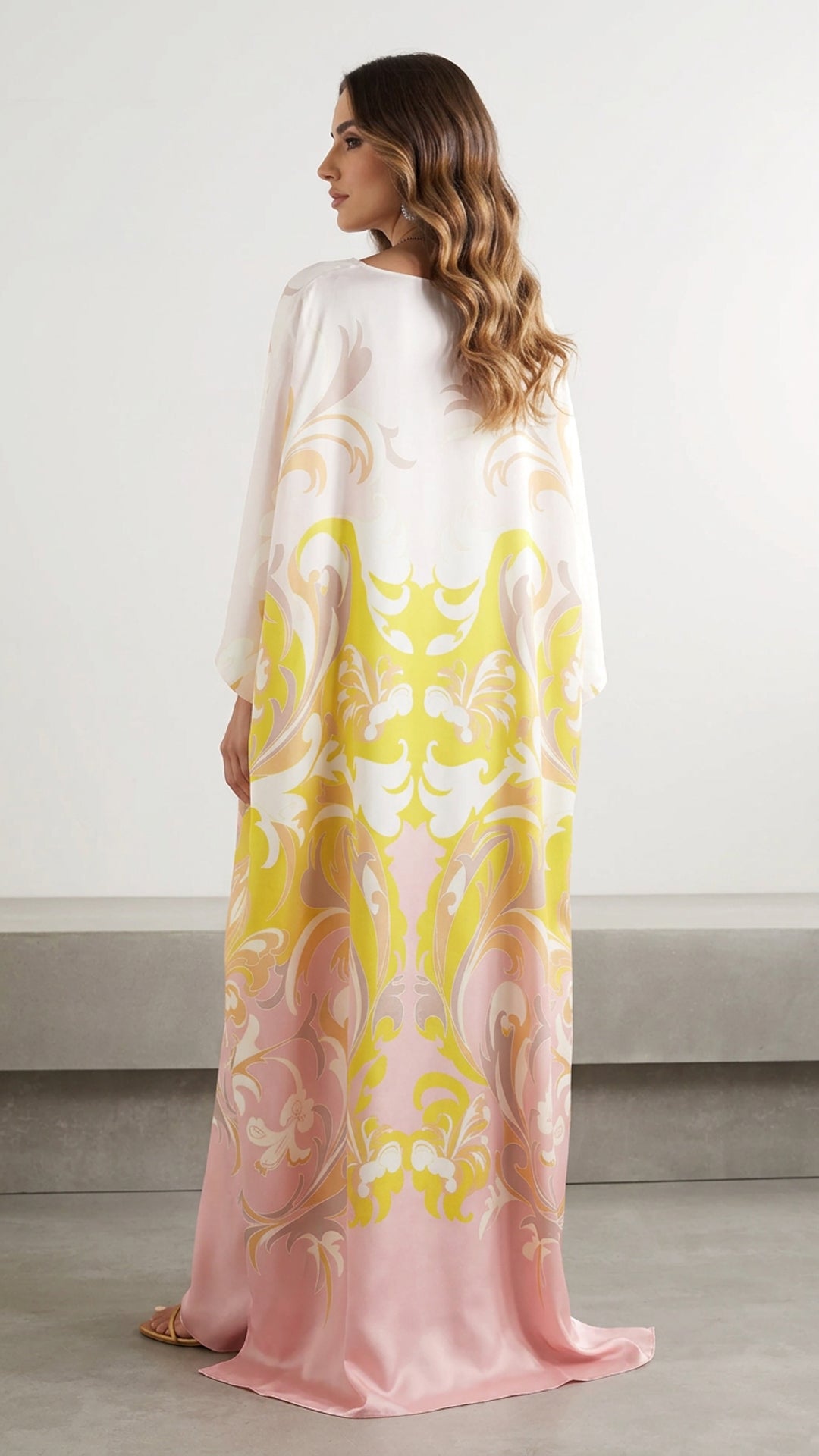 White Yellow Pink Kaftan