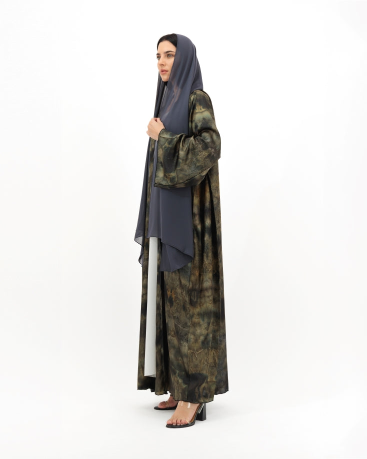 Grey Green Tie-Dye Abaya