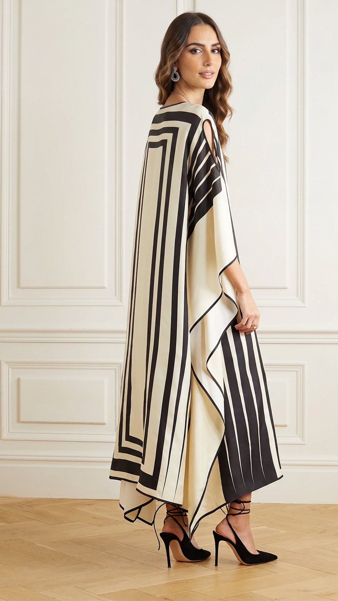 White & Black Stripes Kaftan