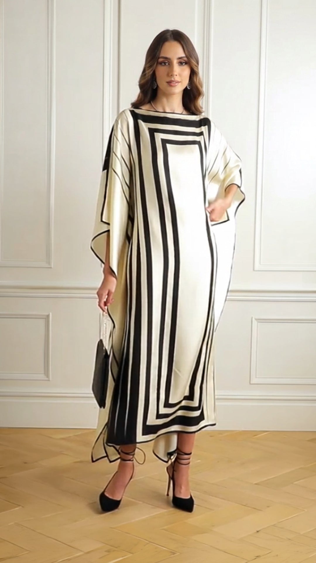 White & Black Stripes Kaftan