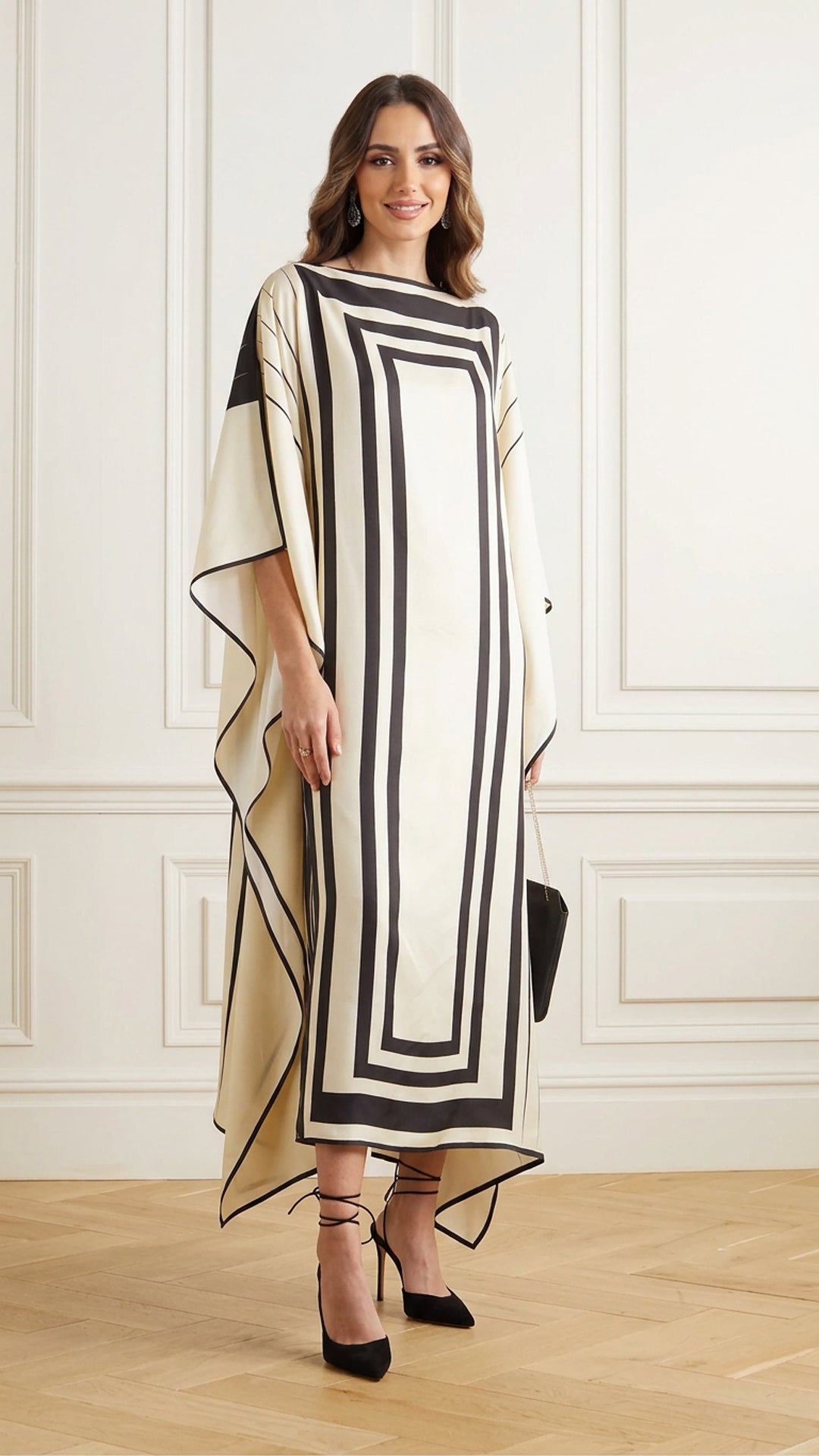 White & Black Stripes Kaftan