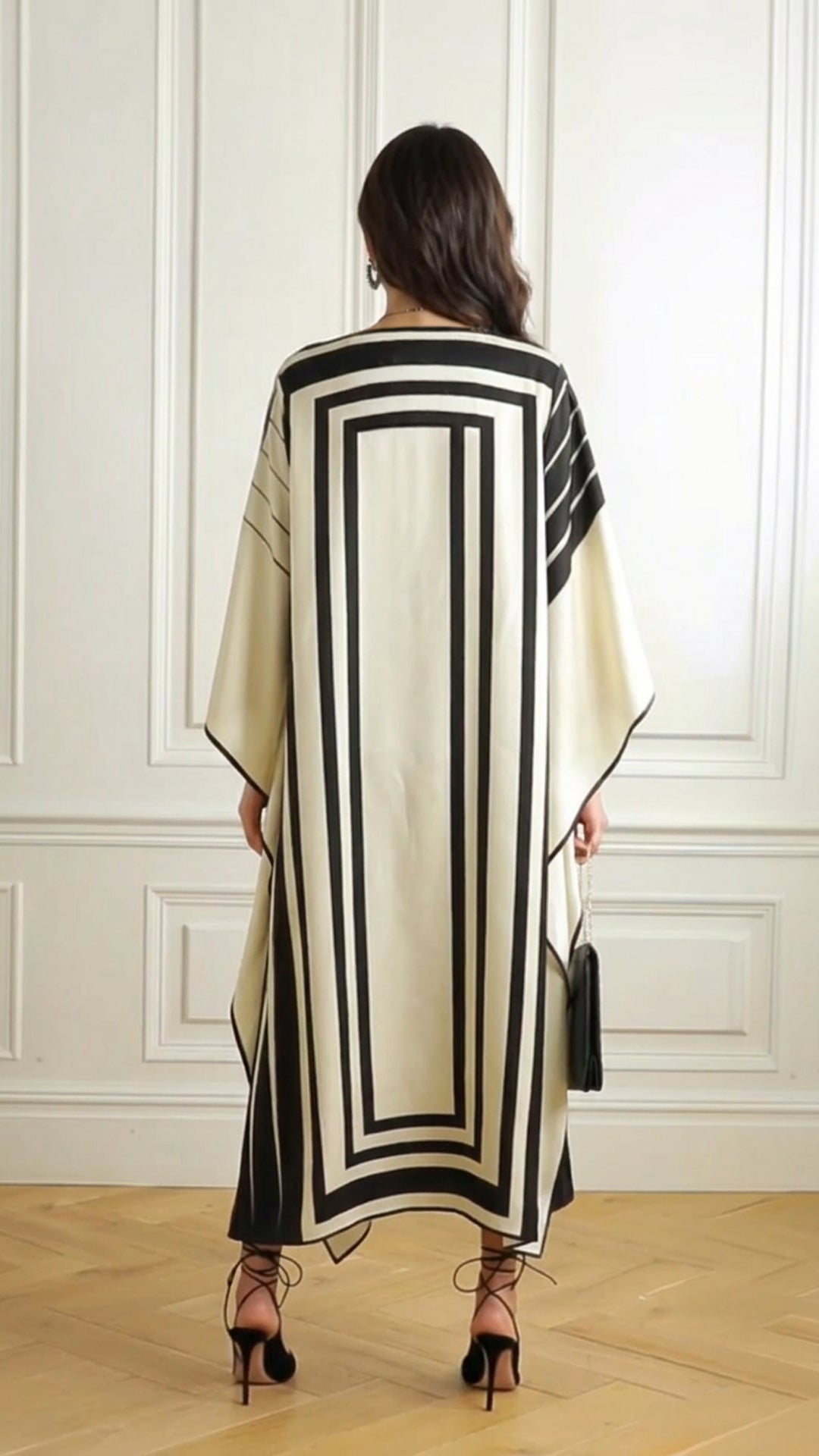 White & Black Stripes Kaftan