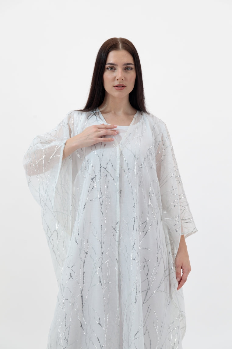 White Silver Streaks Kaftan