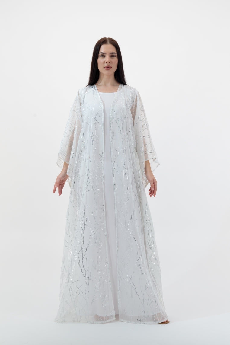 White Silver Streaks Kaftan