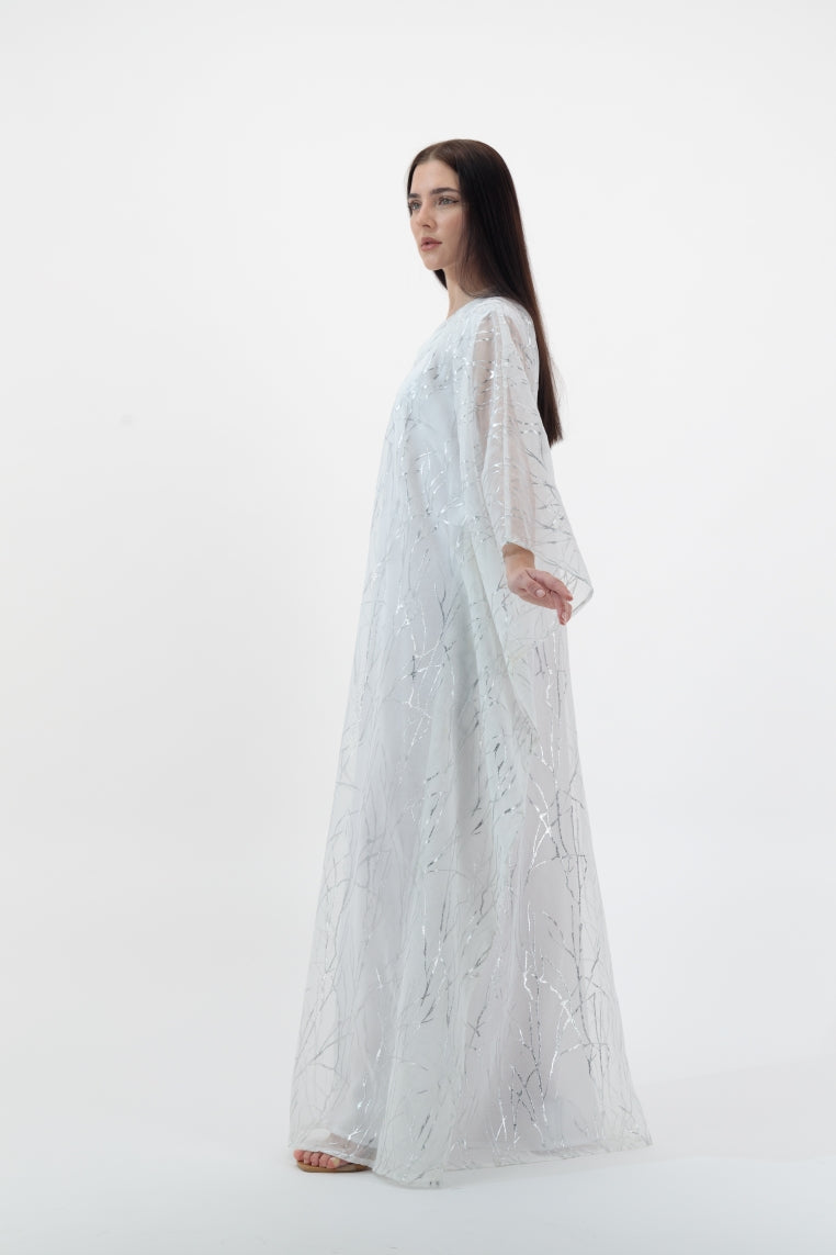 White Silver Streaks Kaftan