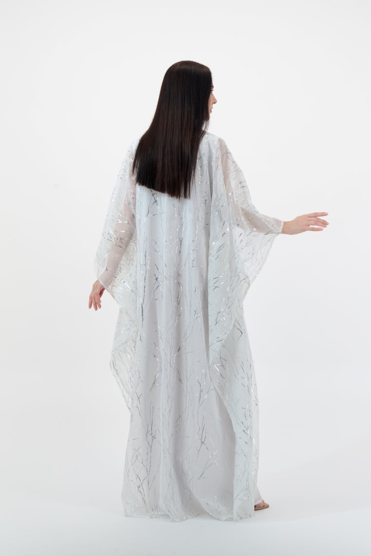 White Silver Streaks Kaftan