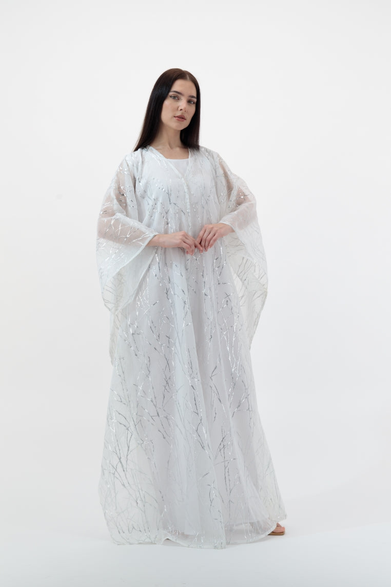 White Silver Streaks Kaftan