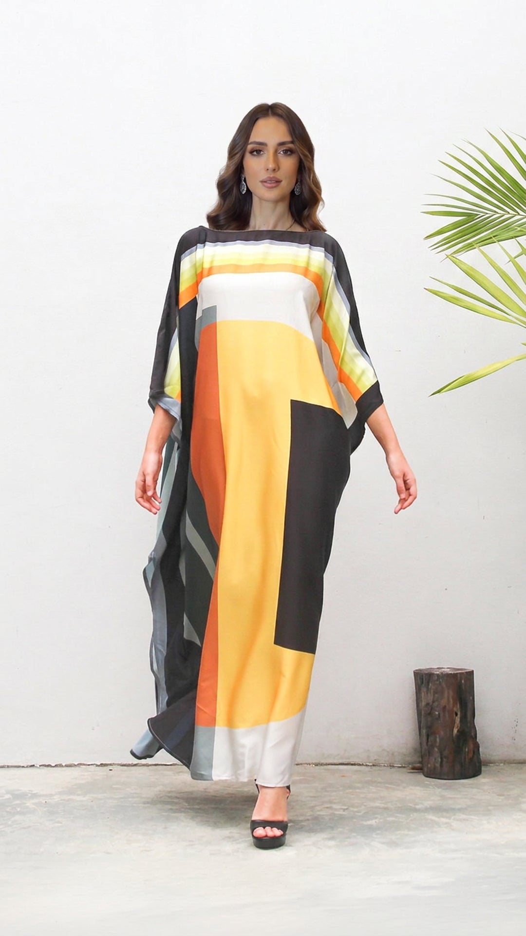 Yellow White Black Kaftan