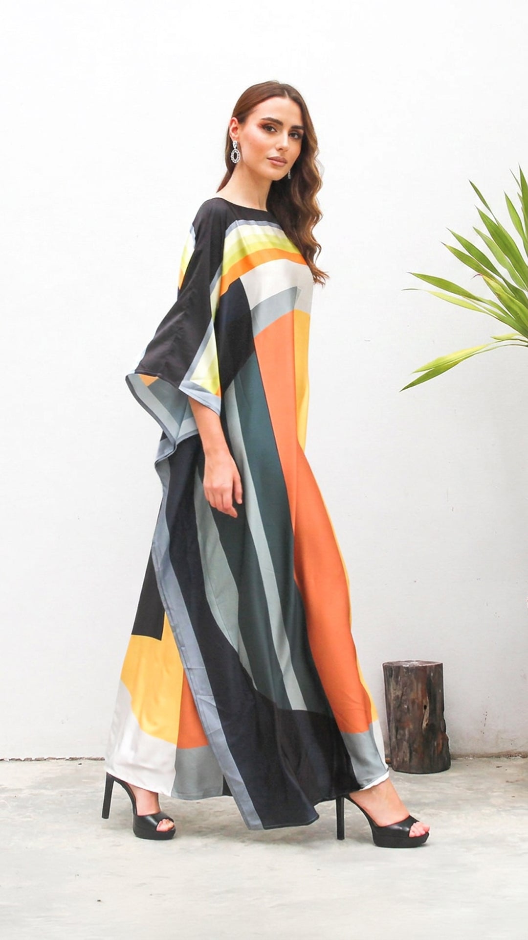 Yellow White Black Kaftan