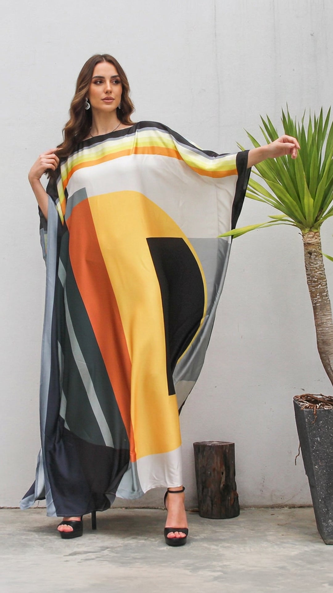 Yellow White Black Kaftan