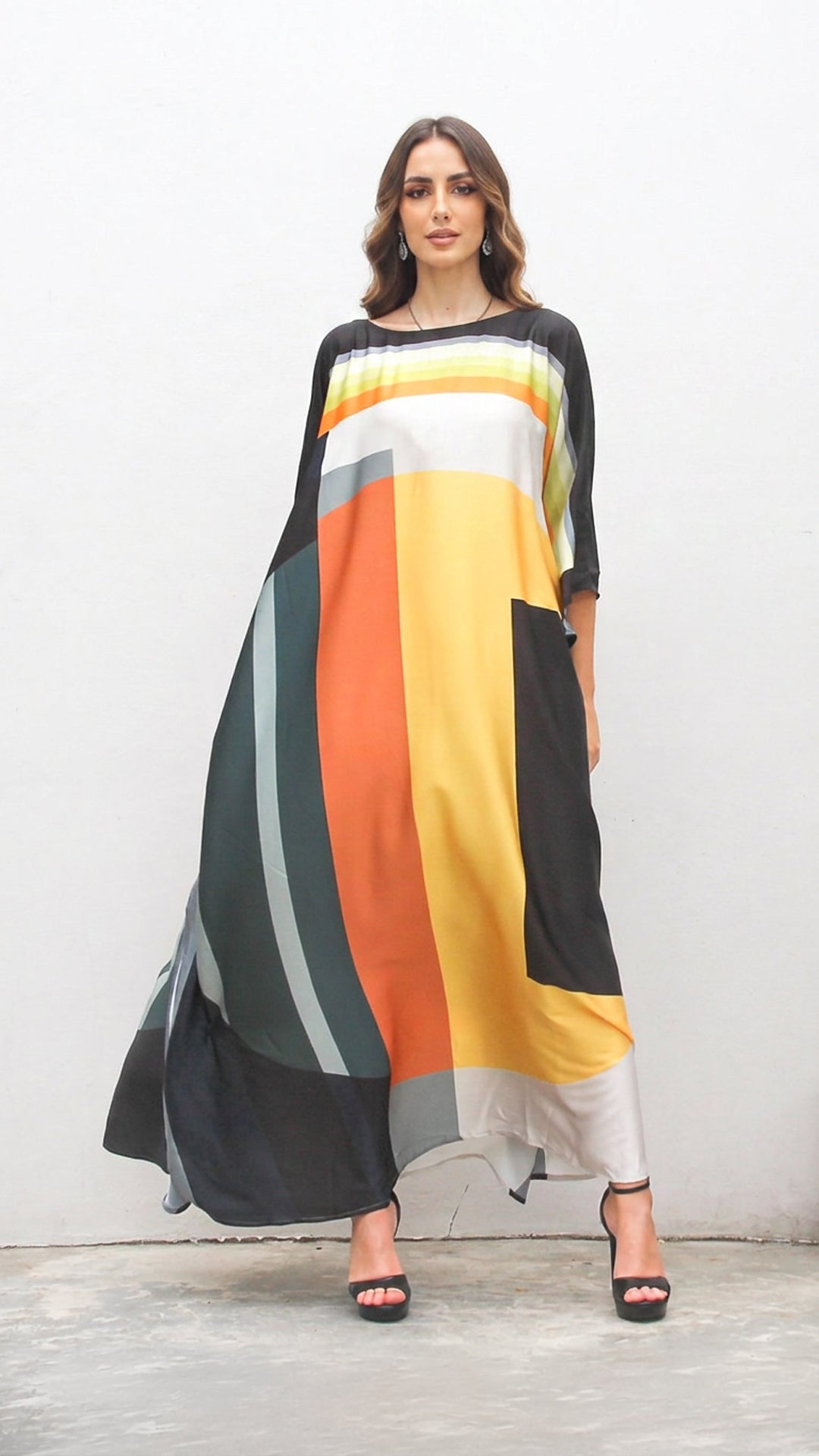 Yellow White Black Kaftan